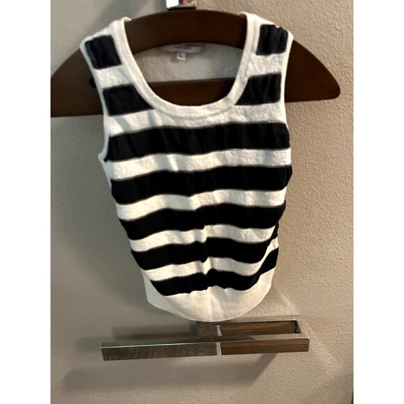 Carolina Herrrera Navy Blue and Ivory Striped Sweater Size S - Picture 1 of 7